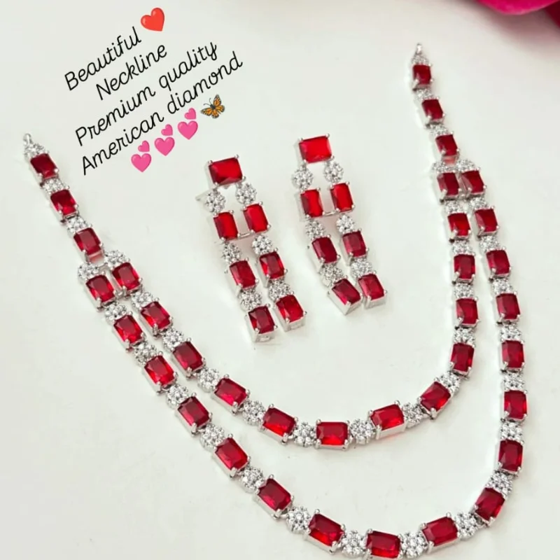 gj (11) American Diamond Necklace Set gj