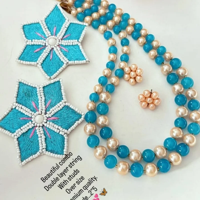 gj (32) Pearl Double-Layer Necklace Set gj