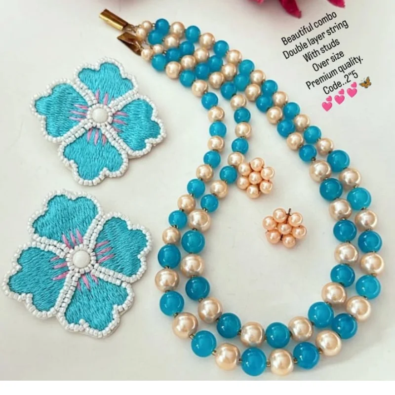 gj (33) Pearl Double-Layer Necklace Set gj