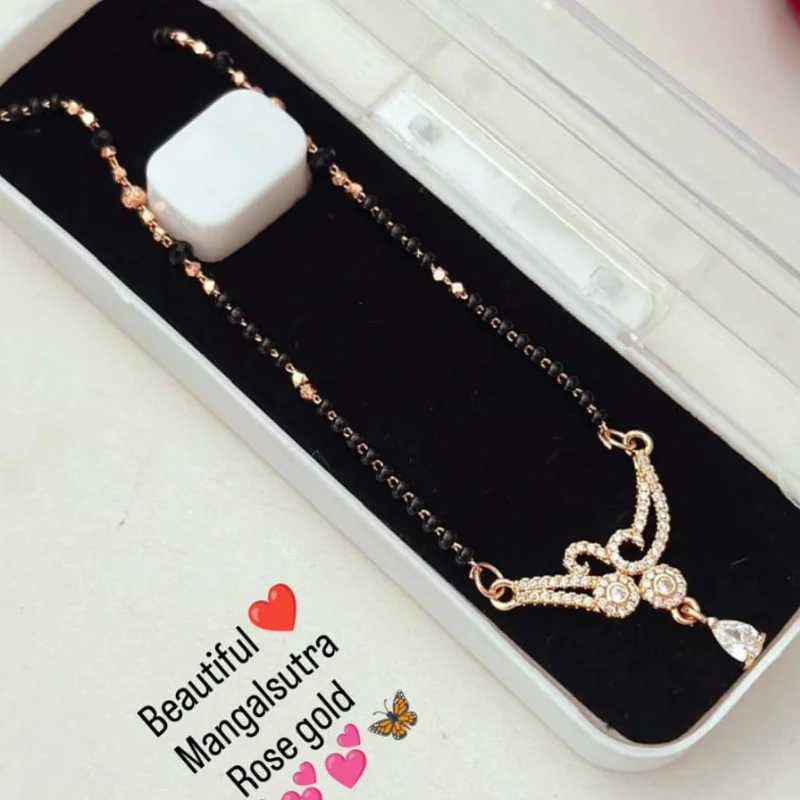 299 gj (1) Modern Rose Gold Plated Short Mangalsutra