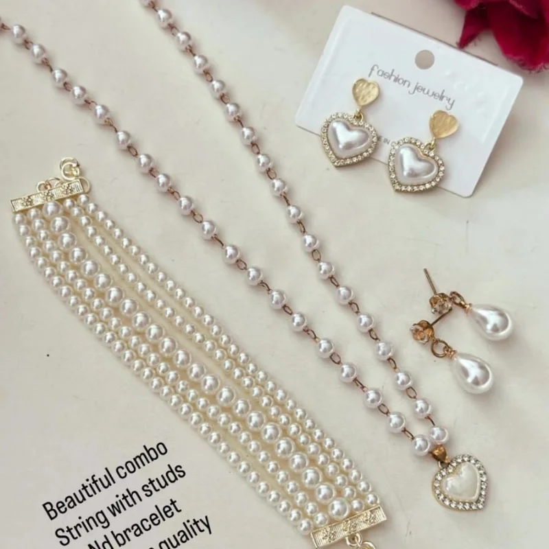 379 gj (10) Elegant Pearl Jewelry Combo Set for Women