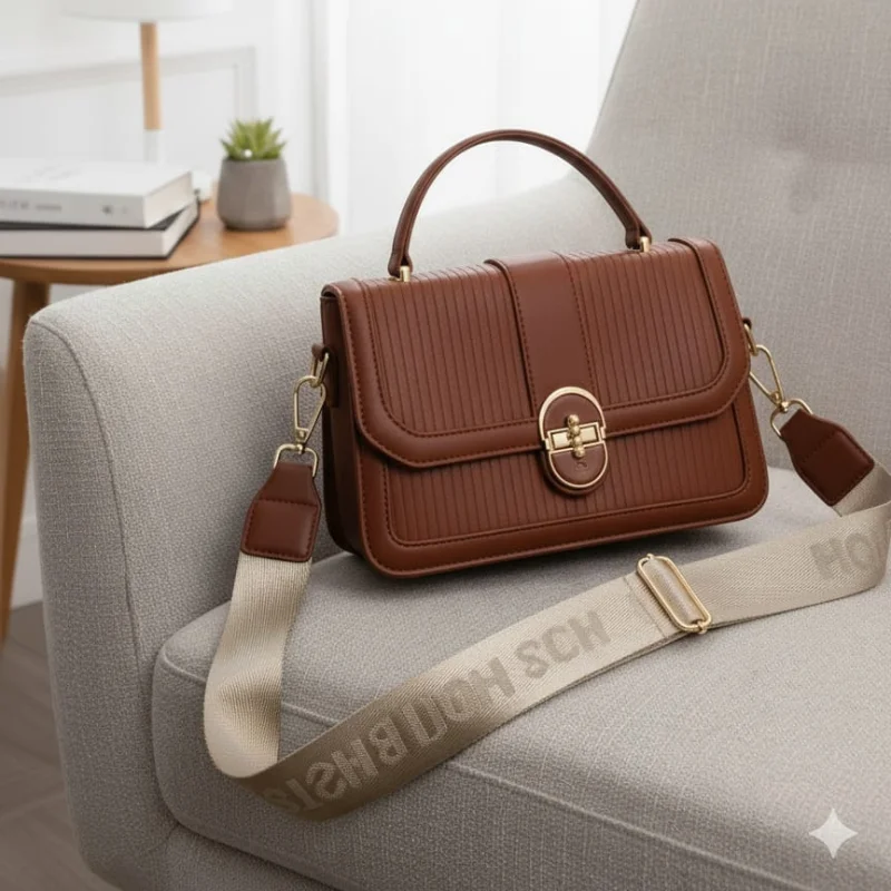 649 sm (1) Urban Ribbed Satchel with Graphic Webbing Strap