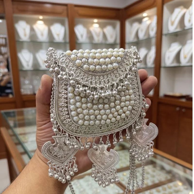 849 sm (1) Royal Handcrafted Gold & Pearl Miniature Potli Purse