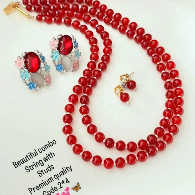 gj (33) Double-Strand Beaded Necklace gj