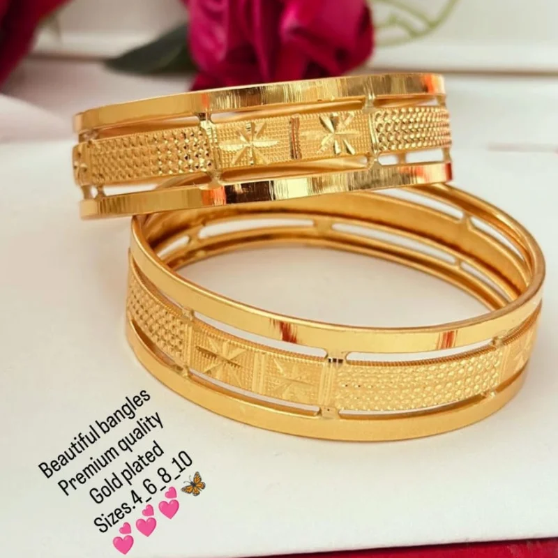 gj (36) Premium Gold Plated Geometric Cutwork Bangles