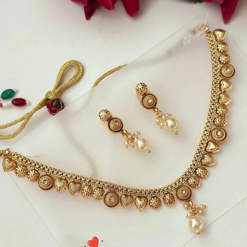 gj jewelry (58) Elegant Gold Plated Neckline Necklace Set