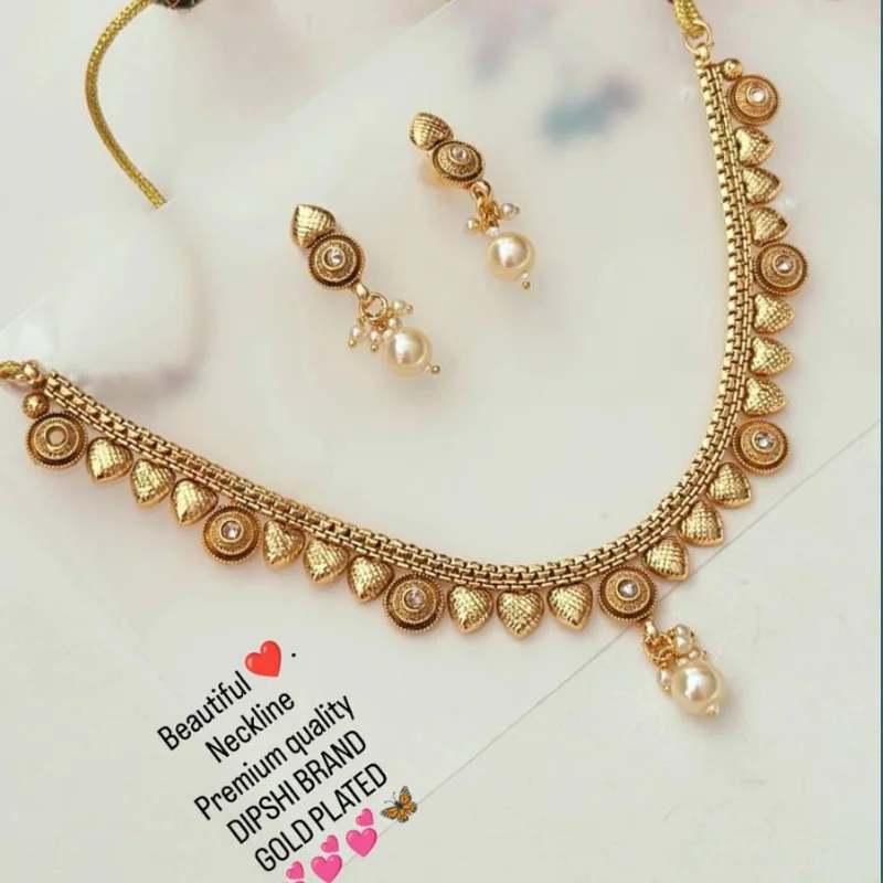 gj jewelry (60) Elegant Gold Plated Neckline Necklace Set