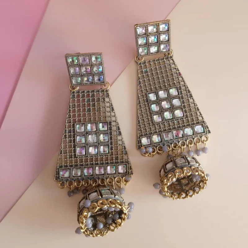 329 PM (1) Designer Gold-Plated Long Tapered Jhumka Earrings