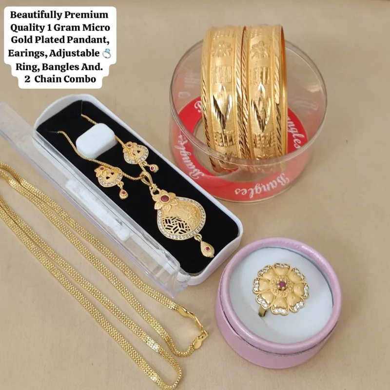 759 pm (1) Premium 1 Gram Micro Gold Plated Traditional Jewelry Combo Set