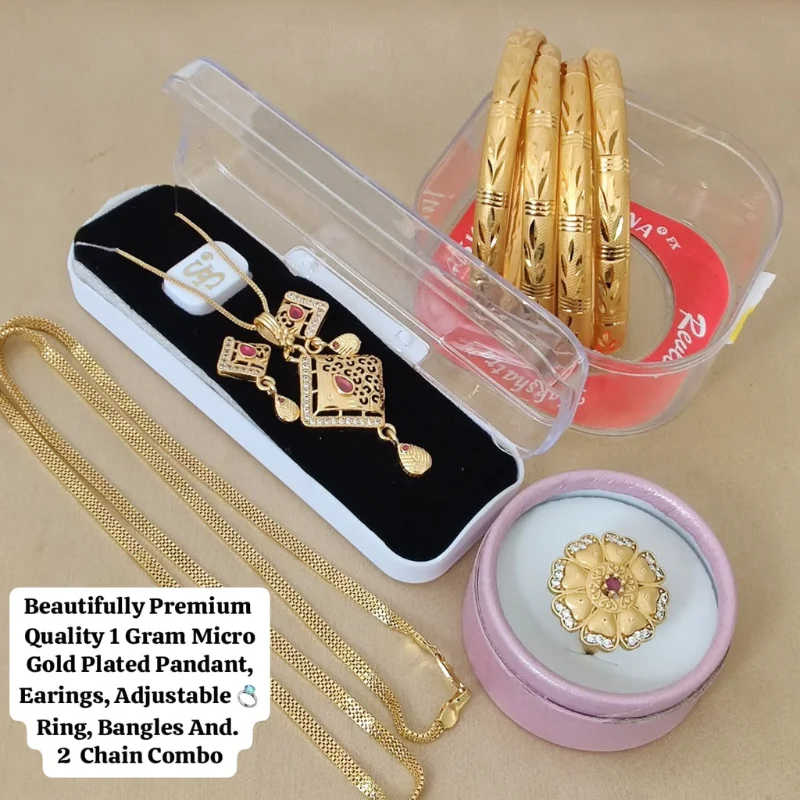 759 pm (13) Premium 1 Gram Micro Gold Plated Jewelry Combo Set
